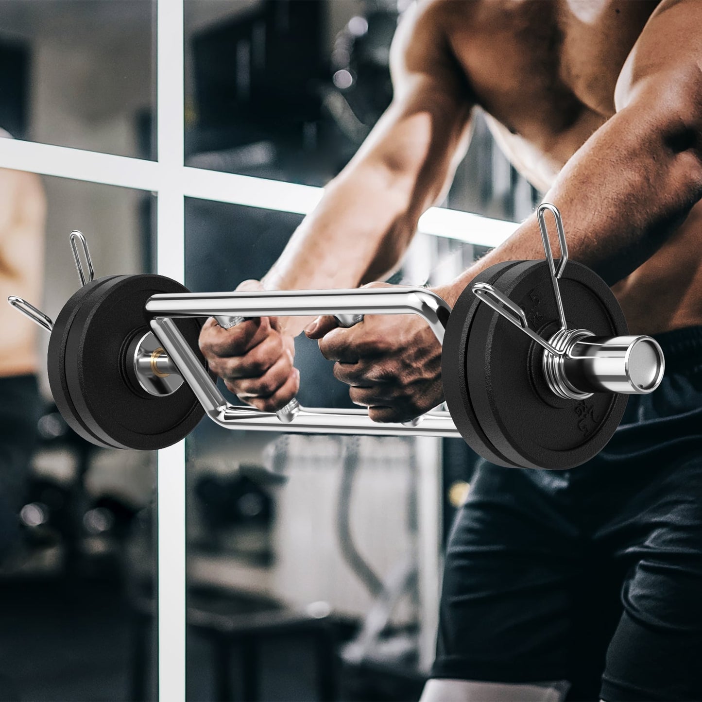 Olympic Triceps Bar, 700 LBS, Knurled Handles, Silver Weights Accessories at Gallery Canada