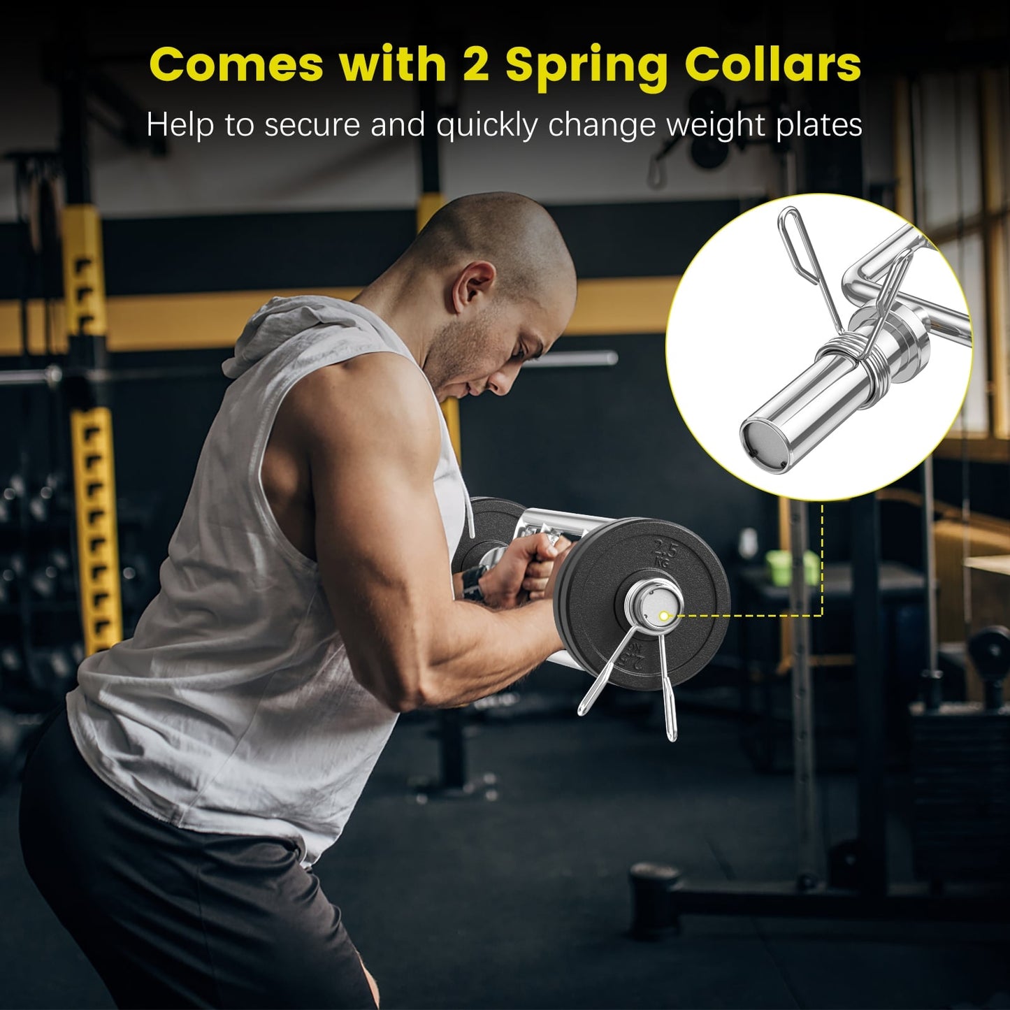 Olympic Triceps Bar, 700 LBS, Knurled Handles, Silver Weights Accessories at Gallery Canada
