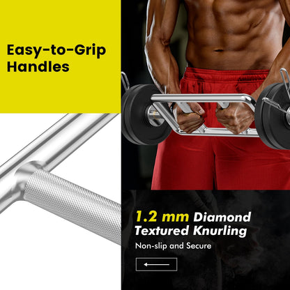 Olympic Triceps Bar, 700 LBS, Knurled Handles, Silver Weights Accessories at Gallery Canada