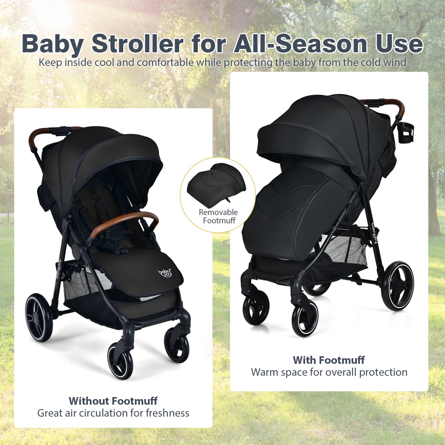 Lightweight Infant Stroller, 5-Point Harness, Adjustable Backrest, Black Baby Strollers at Gallery Canada