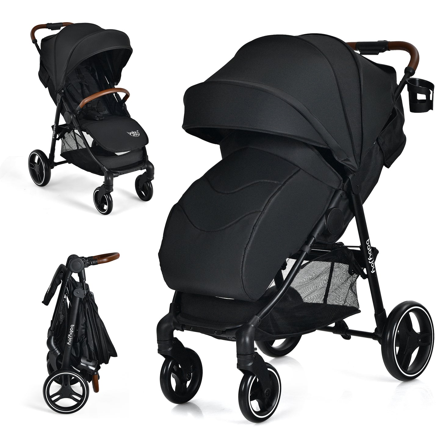 Lightweight Infant Stroller, 5-Point Harness, Adjustable Backrest, Black Baby Strollers Black at Gallery Canada