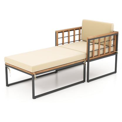 Patio Acacia Wood Armchair With Ottoman And Cushions Outdoor Chaise Lounges at Gallery Canada