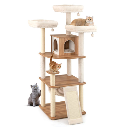 68 Inch Cat Tree, 3 Padded Perches Condo, Sisal Scratching Posts, Natural Cat Trees Condos & Scratchers at Gallery Canada