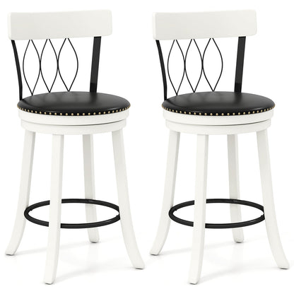 Swivel Bar Stools Set, 26 Inches, Rubber Wood Frame, Tufted Rivets Bar Stools at Gallery Canada