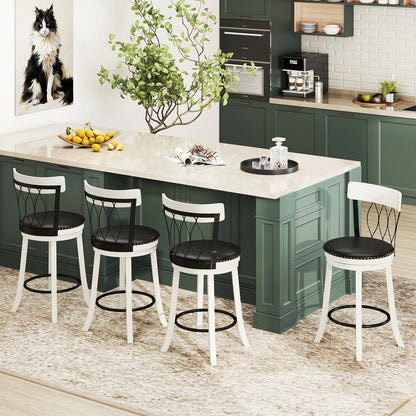 Swivel Bar Stools Set, 26 Inches, Rubber Wood Frame, Tufted Rivets Bar Stools at Gallery Canada