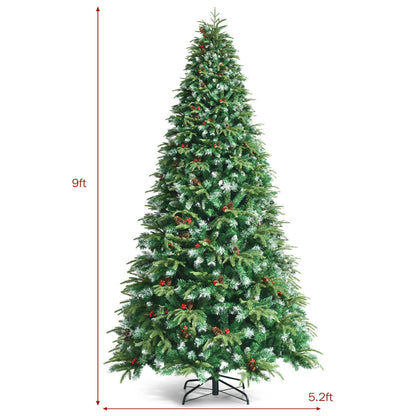 Pre-Lit Snowy Christmas Hinged Tree, Multi-Color Lights, 9', Green Christmas Tree at Gallery Canada