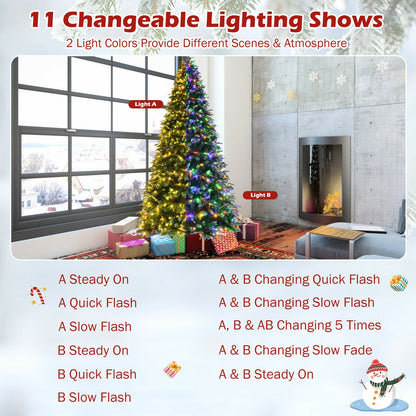 Pre-Lit Snowy Christmas Hinged Tree, Multi-Color Lights, 9', Green Christmas Tree at Gallery Canada