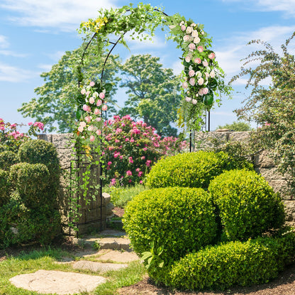 7.9 Feet Metal Garden Arch With Fence, Black Outdoor Decor at Gallery Canada