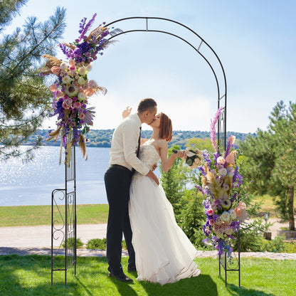 7.9 Feet Metal Garden Arch With Fence, Black Outdoor Decor at Gallery Canada
