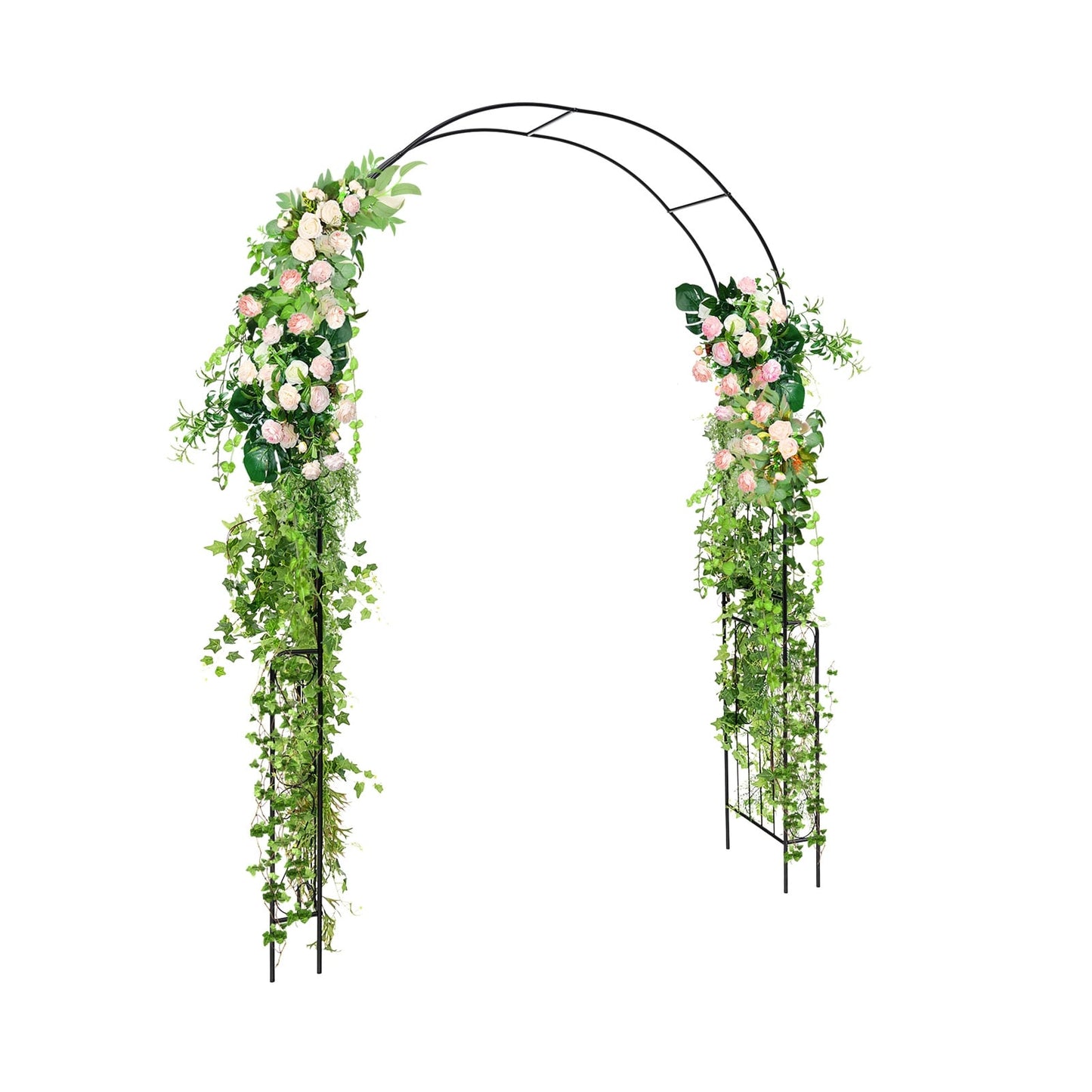 7.9 Feet Metal Garden Arch With Fence, Black Outdoor Decor at Gallery Canada
