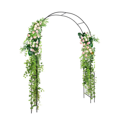 7.9 Feet Metal Garden Arch With Fence, Black Outdoor Decor at Gallery Canada