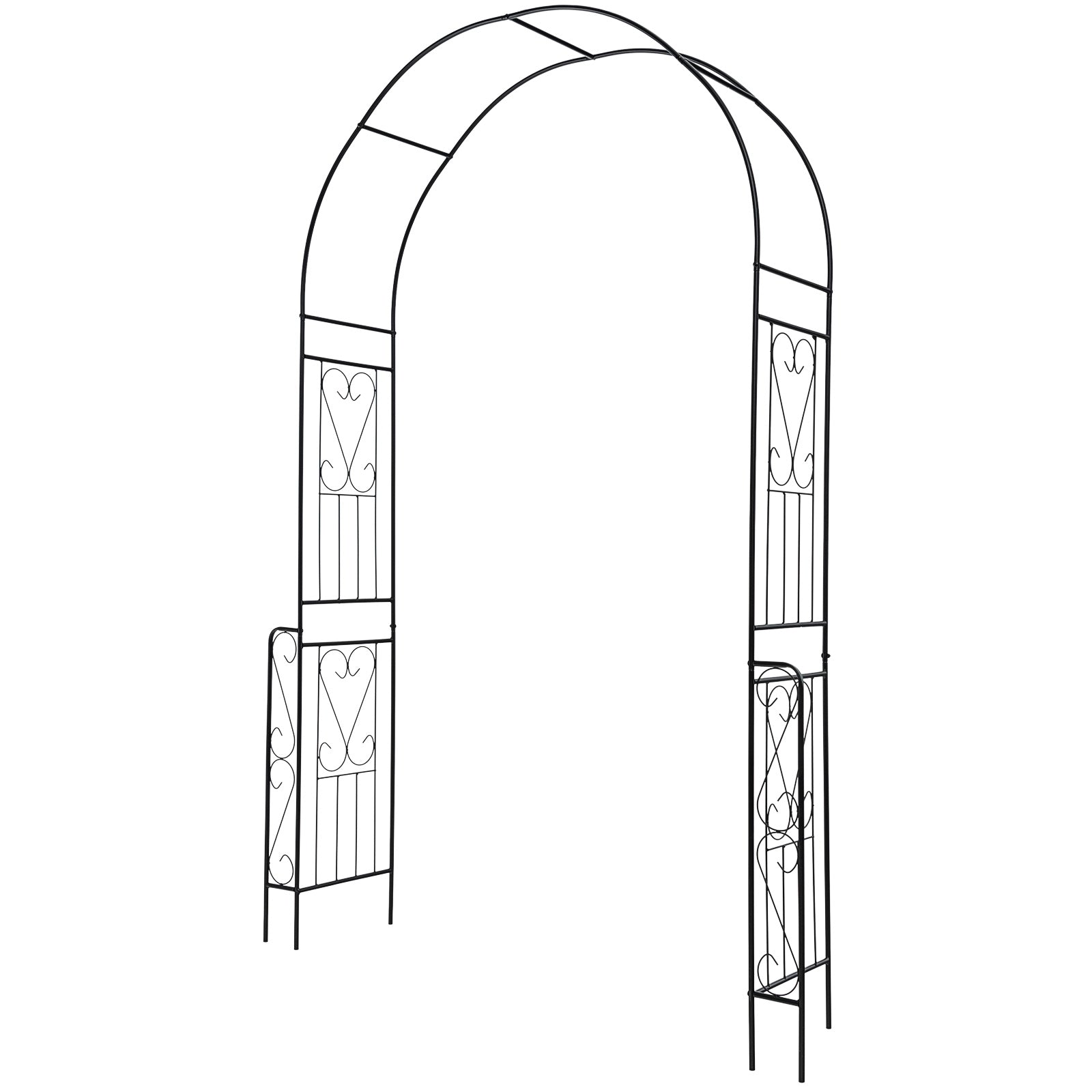 7.9 Feet Metal Garden Arch With Fence, Black Outdoor Decor at Gallery Canada