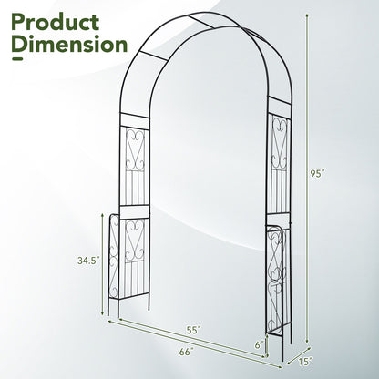 7.9 Feet Metal Garden Arch With Fence, Black Outdoor Decor at Gallery Canada