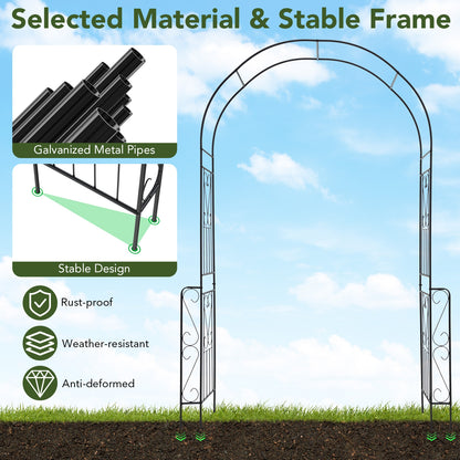 7.9 Feet Metal Garden Arch With Fence, Black Outdoor Decor at Gallery Canada