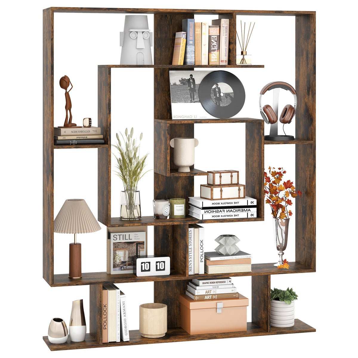 7-Tier Bookshelf Display Rack, Rustic Brown Bookcases at Gallery Canada