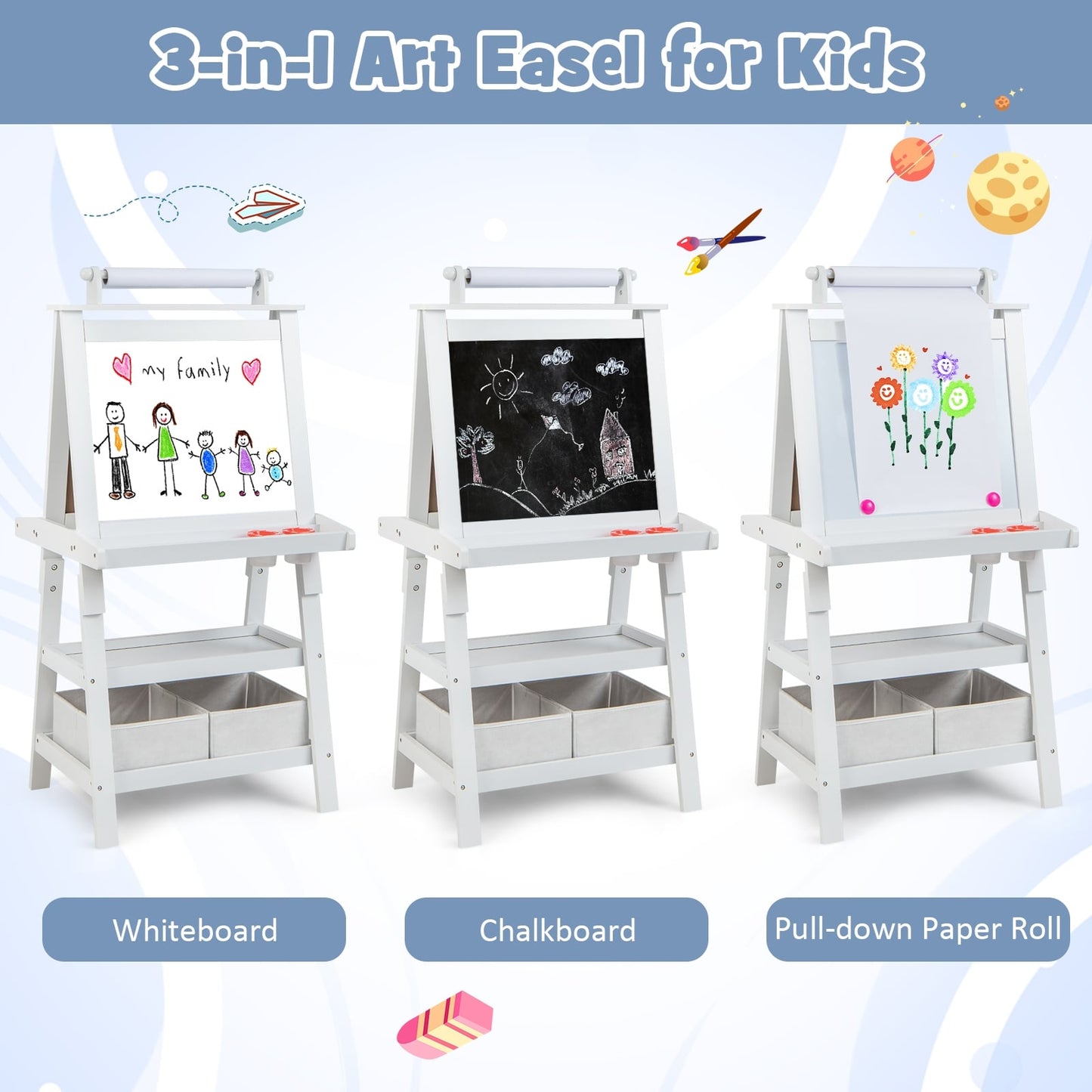 3-in-1 Double-Sided Art Easel, White Art Easels at Gallery Canada