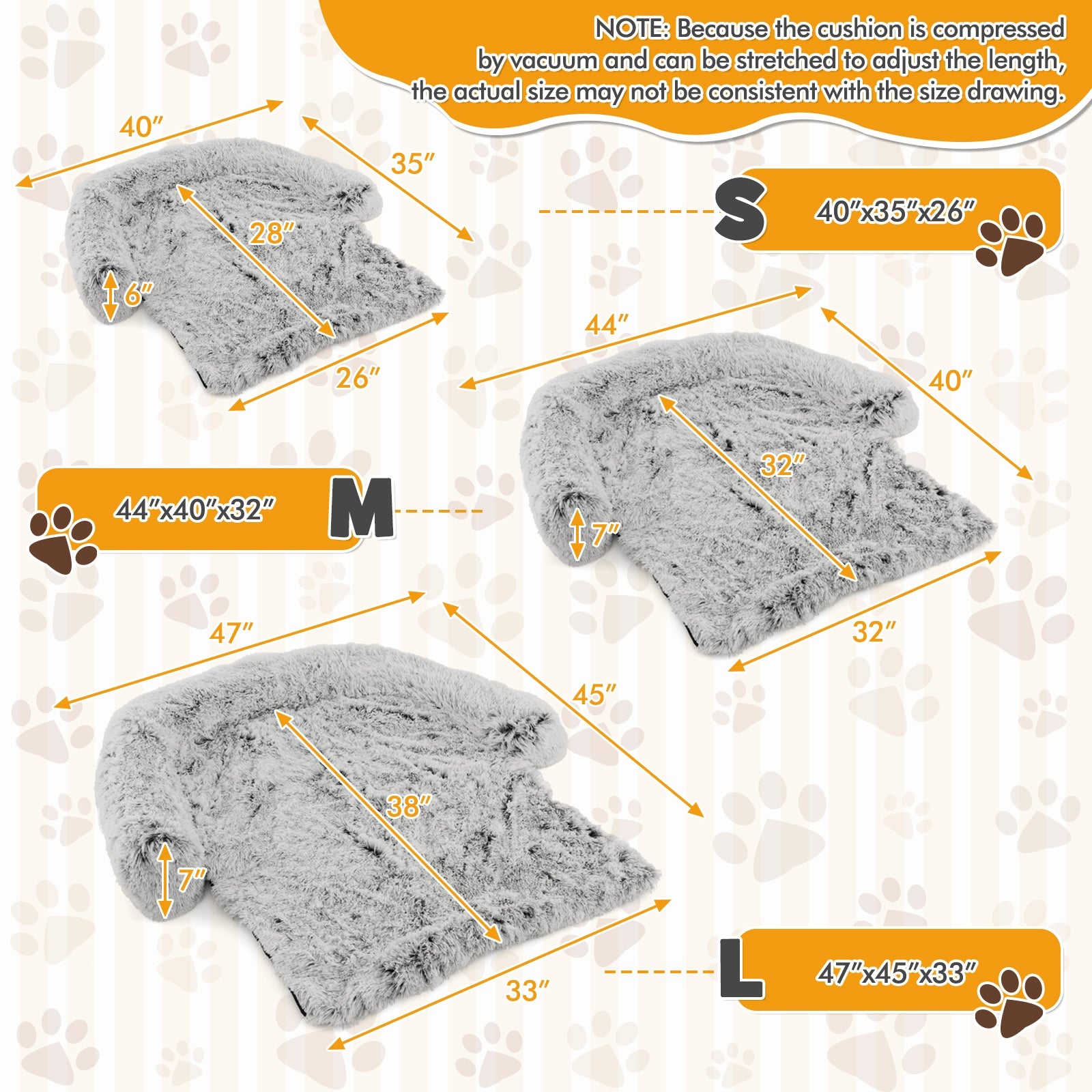 Plush Calming Dog Couch Bed, Anti-Slip Bottom, S, White Cat Supplies at Gallery Canada