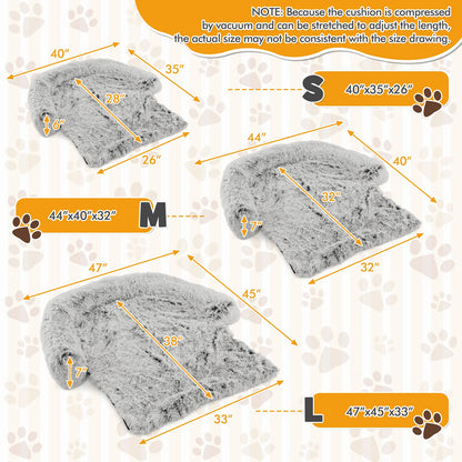 Plush Calming Dog Couch Bed, Anti-Slip Bottom, S, White Cat Supplies at Gallery Canada