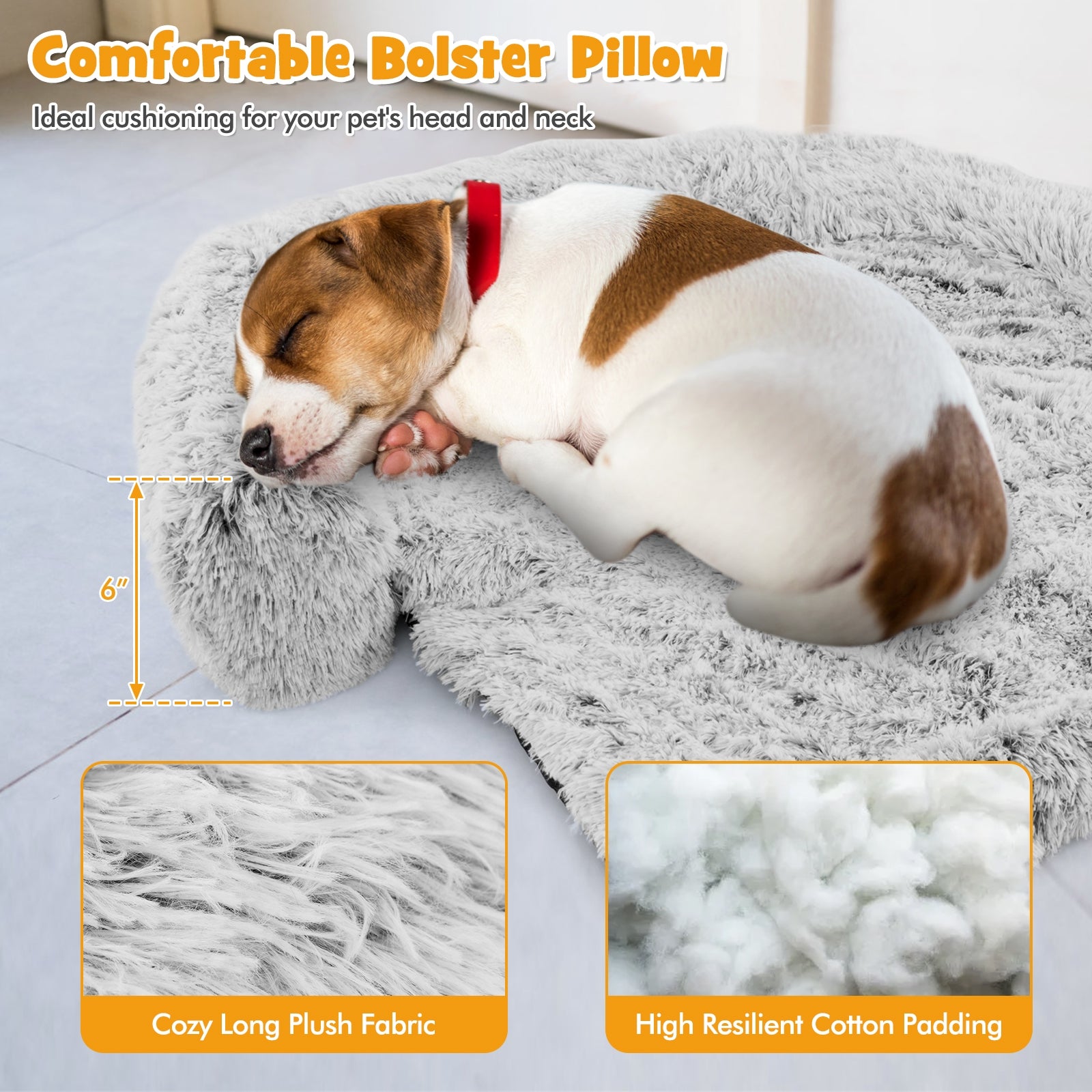 Plush Calming Dog Couch Bed, Anti-Slip Bottom, S, White Cat Supplies at Gallery Canada