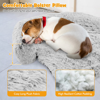 Plush Calming Dog Couch Bed, Anti-Slip Bottom, S, White Cat Supplies at Gallery Canada