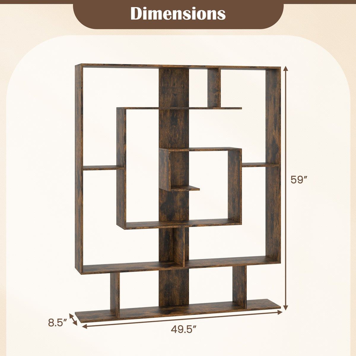 7-Tier Bookshelf Display Rack, Rustic Brown Bookcases at Gallery Canada