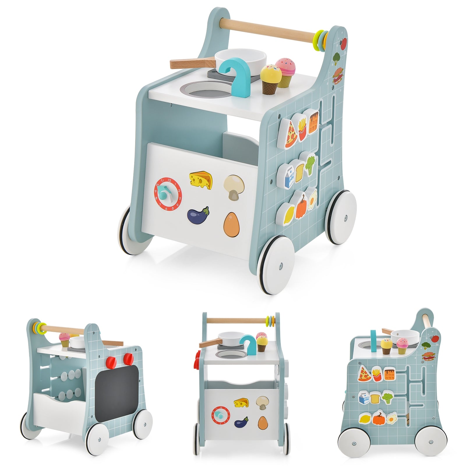 6-In-1 Wooden Baby Stroller With Play Kitchen, Blue Baby Walkers at Gallery Canada