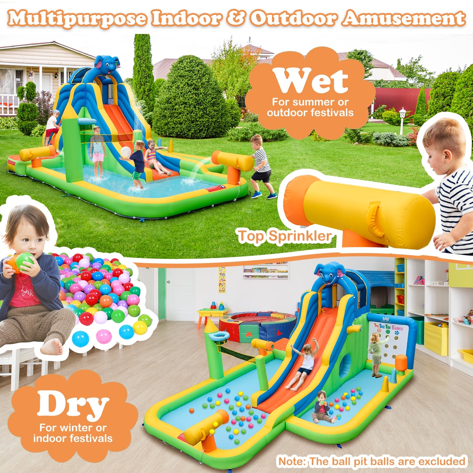Inflatable Water Slide With Splash Pool, Climbing Wall, Multicolor Bounce House at Gallery Canada