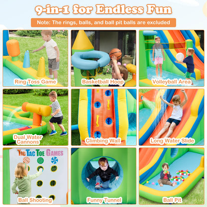 Inflatable Water Slide With Splash Pool, Climbing Wall, Multicolor Bounce House at Gallery Canada