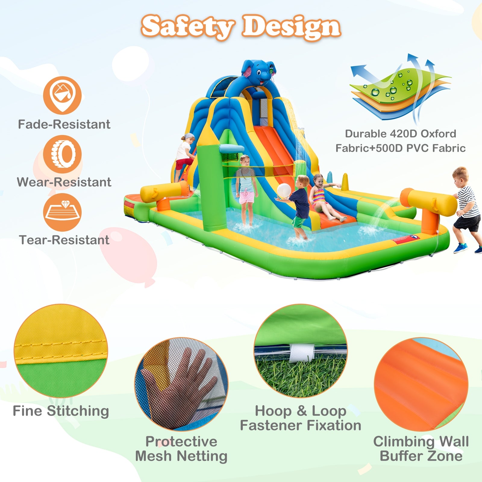 Inflatable Water Slide With Splash Pool, Climbing Wall, Multicolor Bounce House at Gallery Canada