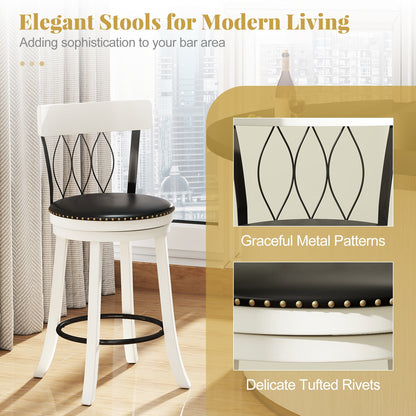 Swivel Bar Stools Set, 26 Inches, Rubber Wood Frame, Tufted Rivets Bar Stools at Gallery Canada