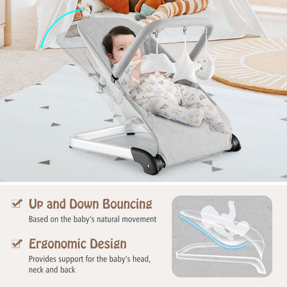 Foldable Baby Bouncer, Removable Fabric Cover, Toy Bar, Gray Baby Bouncer & Rocker at Gallery Canada