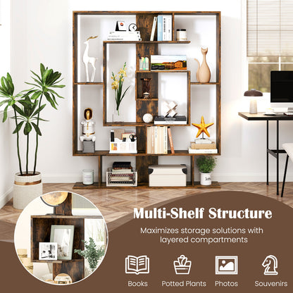 7-Tier Bookshelf Display Rack, Rustic Brown Bookcases at Gallery Canada