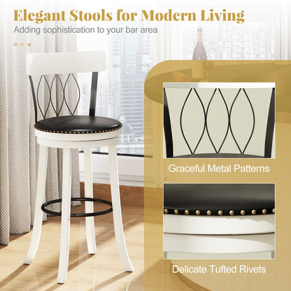 Swivel Bar Stools Set Of 2, 30 Inches, Rubber Wood Frame, Tufted Rivets Bar Stools at Gallery Canada