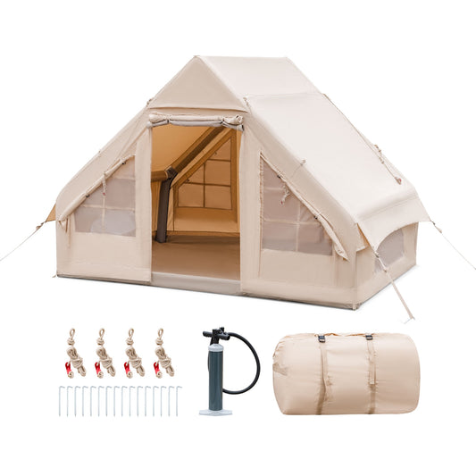 Inflatable Camping Tent, 2/4/6 People, Family Glamping Tent With Pump, Beige Canopies Beige at Gallery Canada