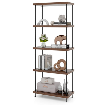 5-Tier Multipurpose Display Rack, Metal Frame, Walnut Bookcases at Gallery Canada
