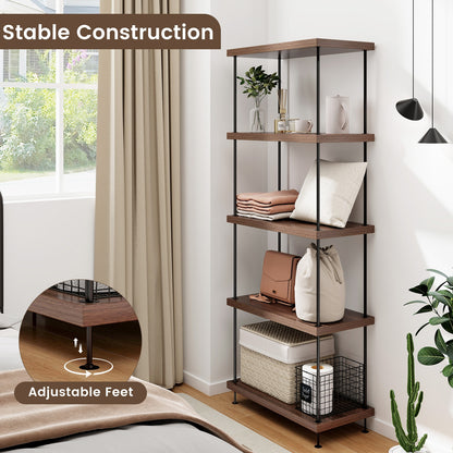 5-Tier Multipurpose Display Rack, Metal Frame, Walnut Bookcases at Gallery Canada