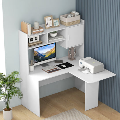 L-Shaped Corner Computer Desk, With Storage Hutch And Cabinet, White Computer Desks at Gallery Canada