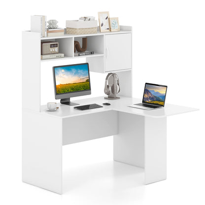 L-Shaped Corner Computer Desk, With Storage Hutch And Cabinet, White Computer Desks at Gallery Canada