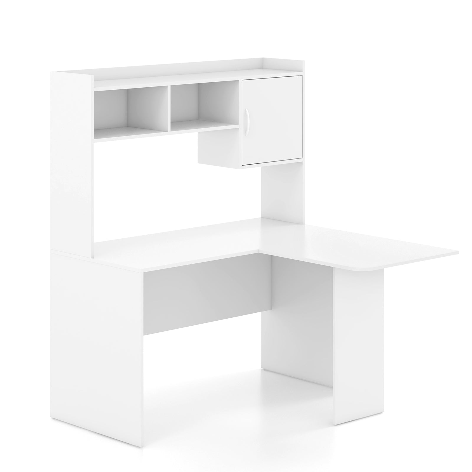 L-Shaped Corner Computer Desk, With Storage Hutch And Cabinet, White Computer Desks at Gallery Canada