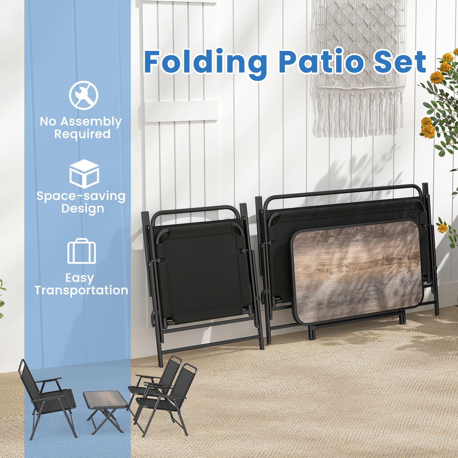 4 Piece Patio Furniture Set, SPC Coffee Table, Chairs, Black Patio Conversation Sets at Gallery Canada