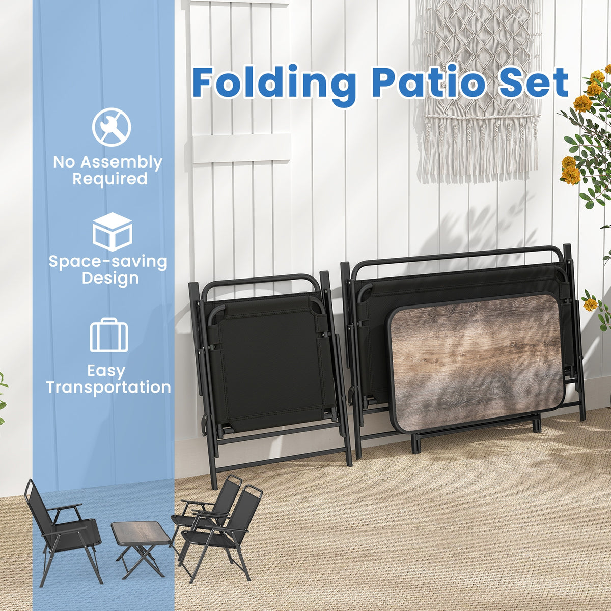 4 Piece Patio Furniture Set, SPC Coffee Table, Chairs, Black Patio Conversation Sets at Gallery Canada