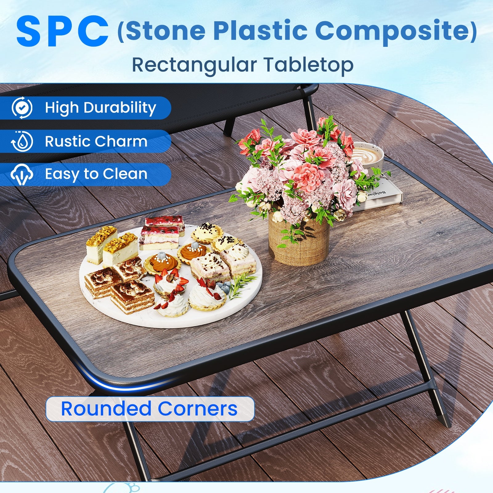 4 Piece Patio Furniture Set, SPC Coffee Table, Chairs, Black Patio Conversation Sets at Gallery Canada