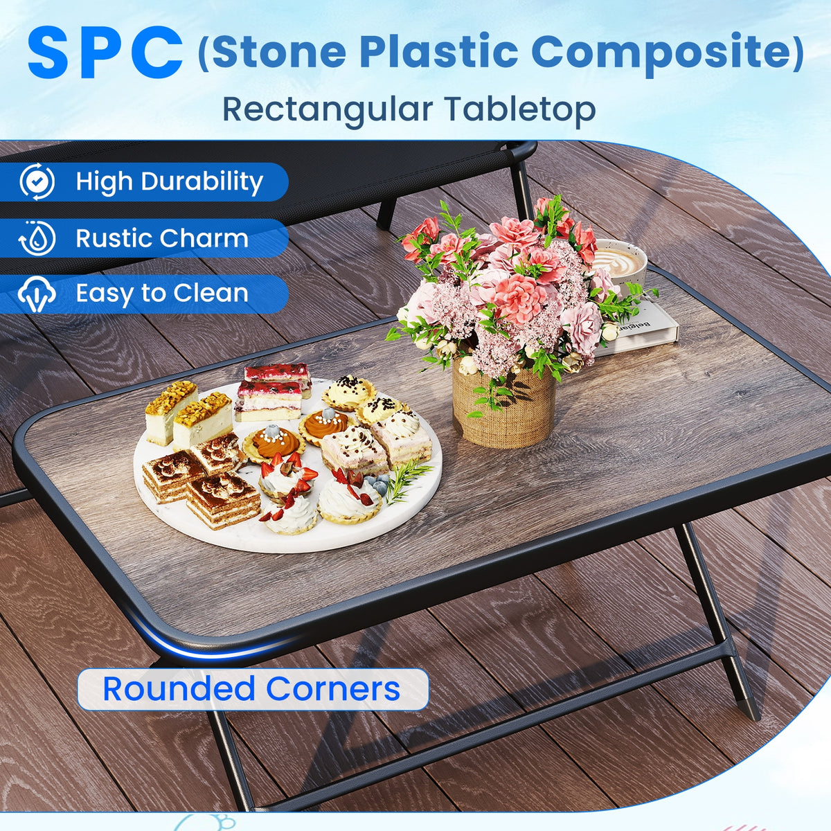 4 Piece Patio Furniture Set, SPC Coffee Table, Chairs, Black Patio Conversation Sets at Gallery Canada