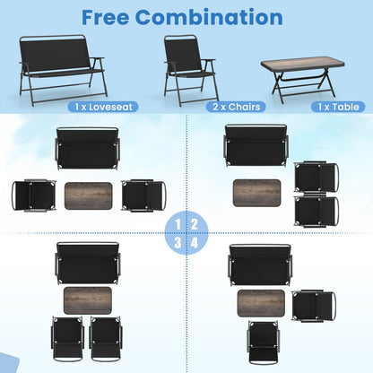 4 Piece Patio Furniture Set, SPC Coffee Table, Chairs, Black Patio Conversation Sets at Gallery Canada