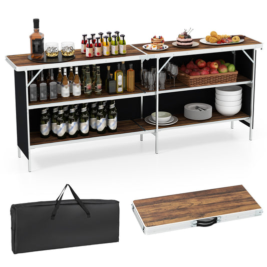 Aluminum Portable Picnic Table, 2-Tier Shelves, Spacious Tabletop Camping Furniture Coffee at Gallery Canada