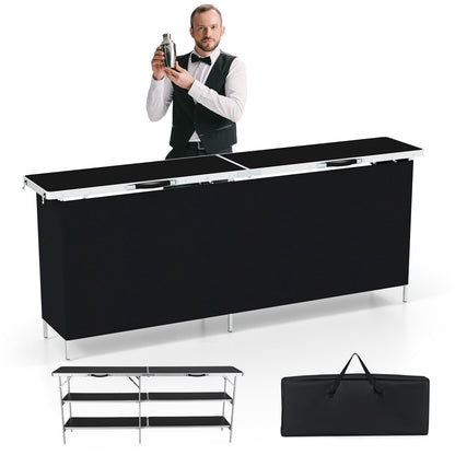 Aluminum Portable Picnic Table, 2-Tier Open Shelves, Spacious Tabletop, Black Camping Furniture at Gallery Canada