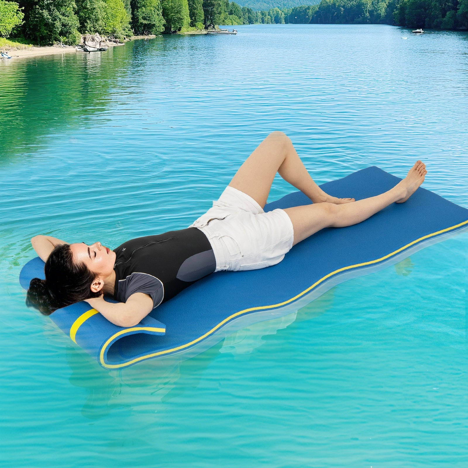 7 Inches x 2 Inches Water Mat, Safety Tether and Pillow Design, Blue Swimming at Gallery Canada