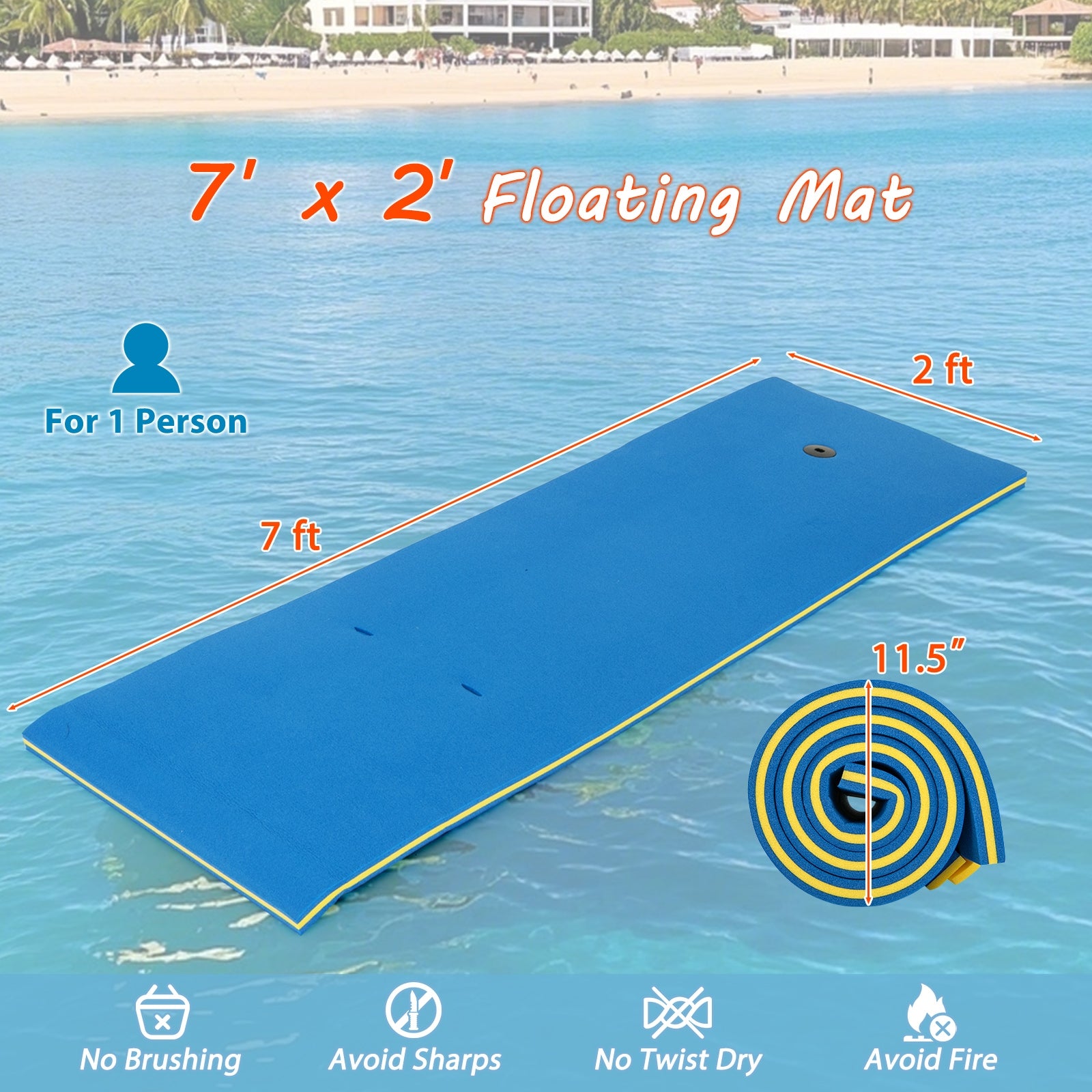 7 Inches x 2 Inches Water Mat, Safety Tether and Pillow Design, Blue Swimming at Gallery Canada