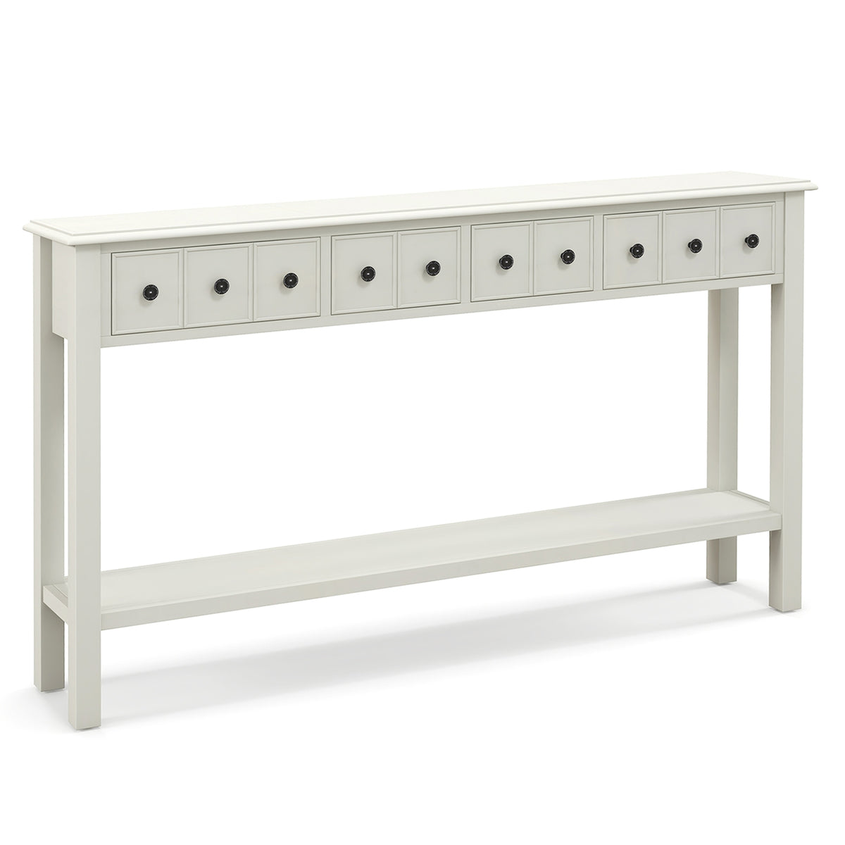 60 Inch Sofa Table, 4 Drawers, Open Shelf, White Console Tables White at Gallery Canada