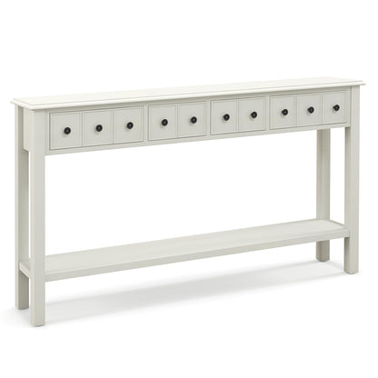 60 Inch Sofa Table, 4 Drawers, Open Shelf, White Console Tables White at Gallery Canada